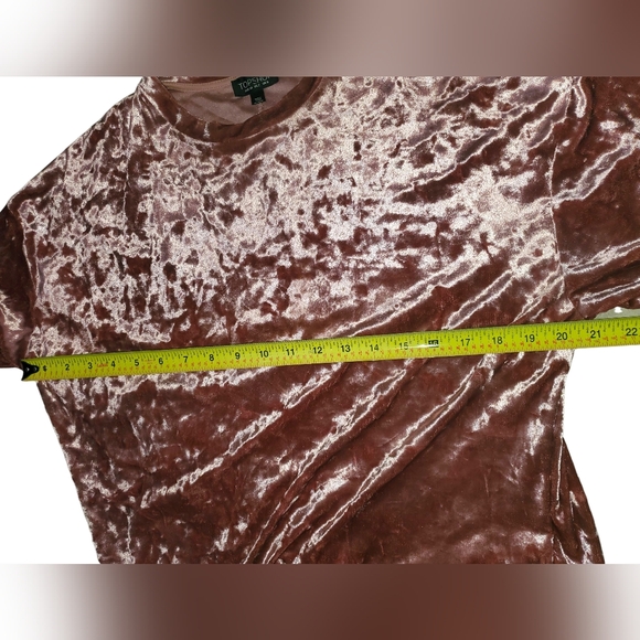 Topshop Rose Pink Crushed Velvet Top Size 2 - Picture 5 of 8